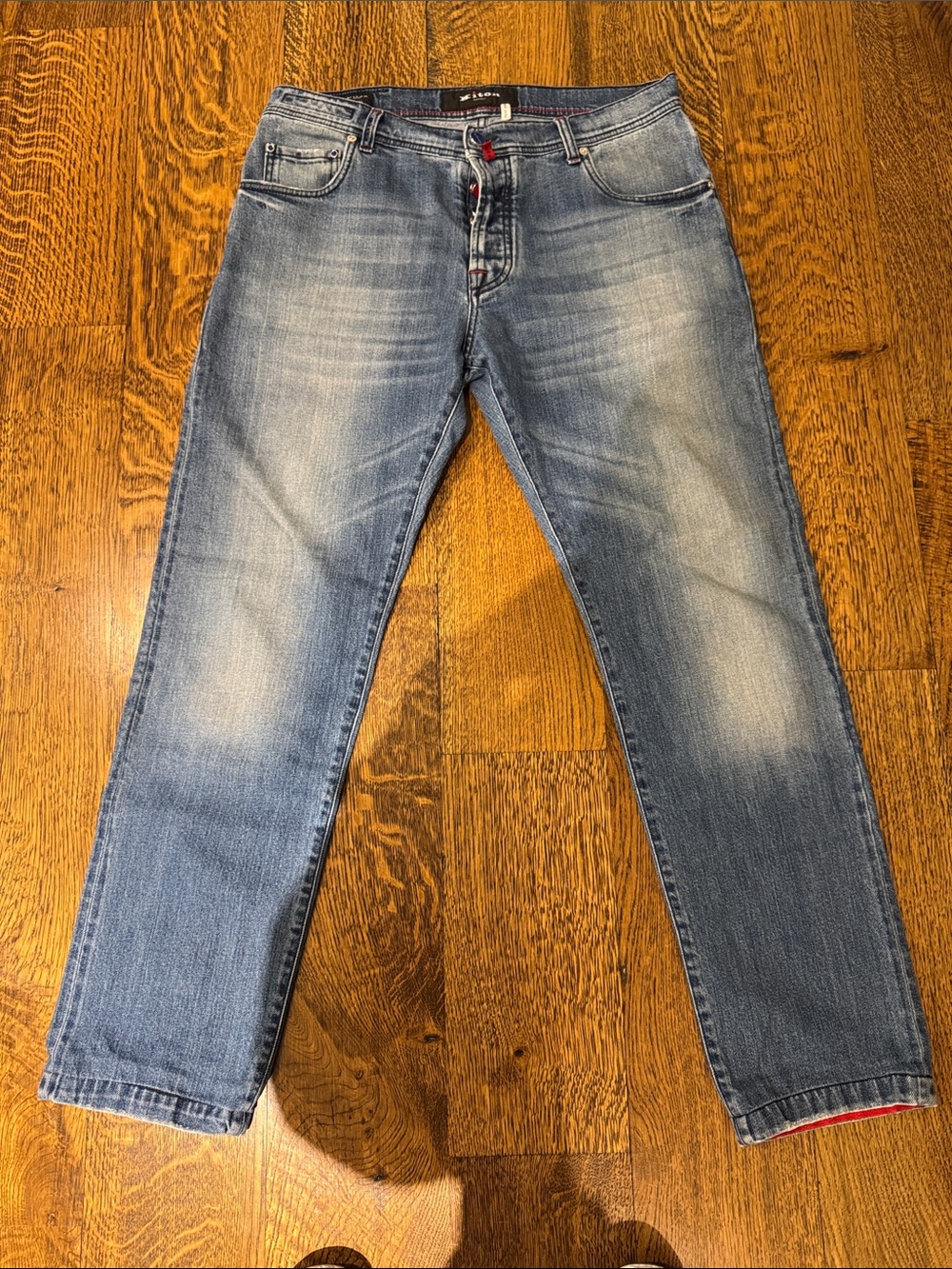 NWOT Kiton Light Blue Washed Straight Jeans